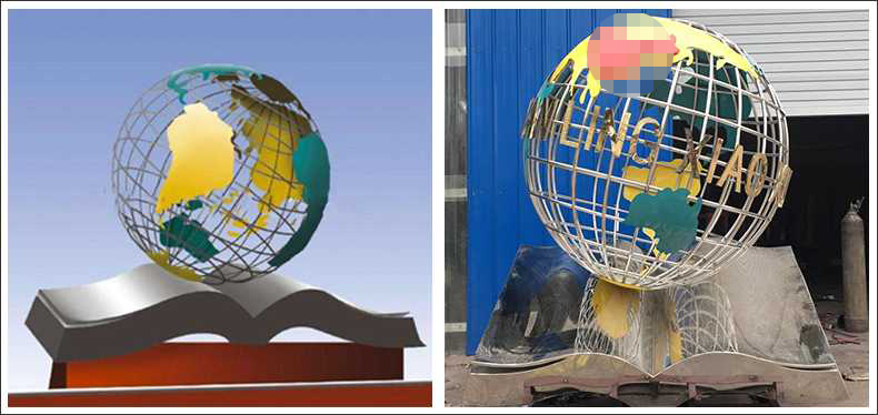 不銹鋼地球，景觀地球雕塑，學(xué)校地球儀擺件