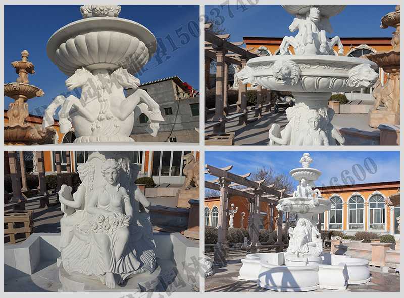 大理石噴泉，歐式人物動物噴泉，室外景觀噴泉定制