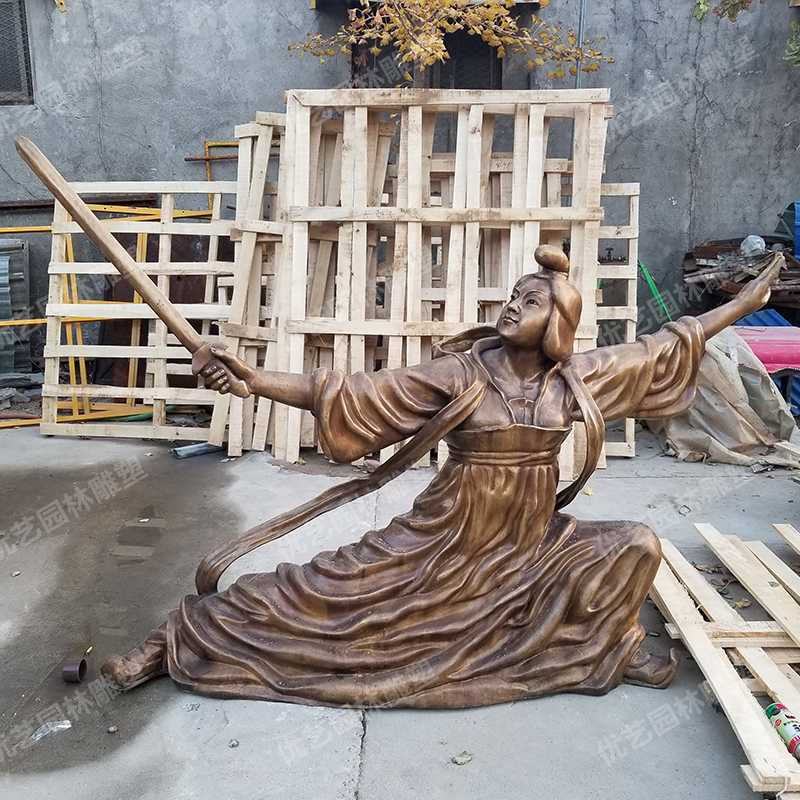 銅舞劍人物雕塑，古代銅人物雕塑
