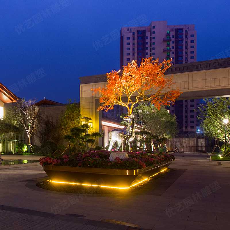 不銹鋼鹿雕塑，不銹鋼雕塑廠家